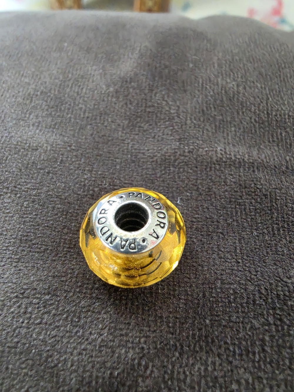 Pandora Yellow Golden Amber Faceted Murano Glass Charm 791629